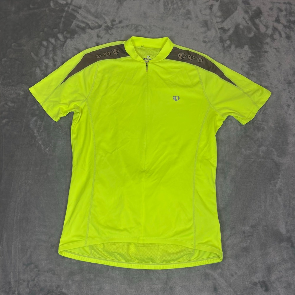 Pearl Izumi Cycling Jersey Mens Medium Neon Yellow Short Sleeve Half Zip Top